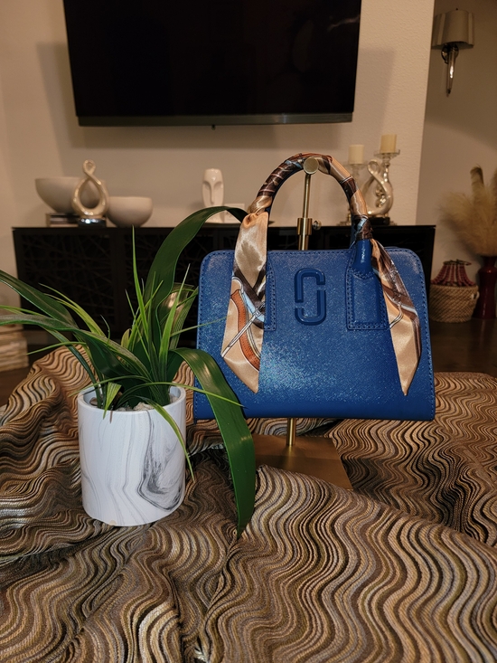 Marc Jacob's Handbags - Structured Blue Crossbody Satchel with Twilly-Wrapped Handle